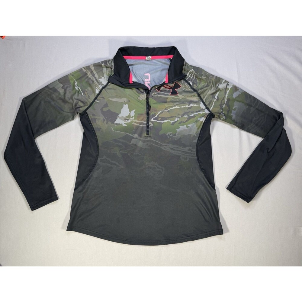 Under Armour HeatGear Women’s 1/4 Zip Camo Pullover Long Sleeve Shirt Size Large